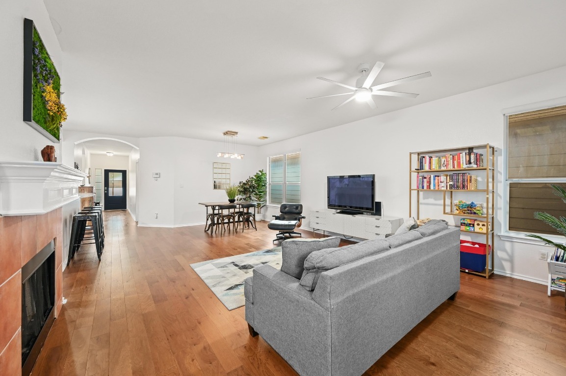 2721 Kinney Oaks Court Austin, TX 78704 - Photo 13 of 28 a living room with furniture and a flat screen tv