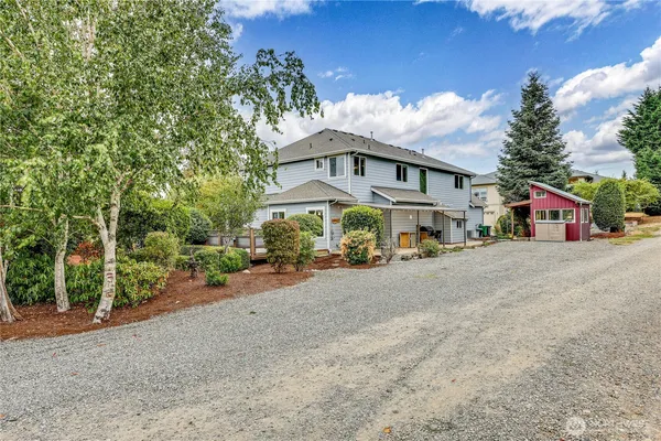 an aerial view of a flower garden