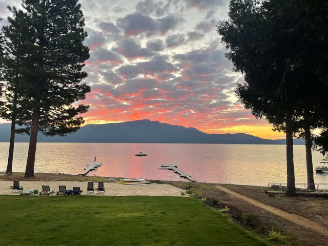 a view of an outdoor space with mountain view