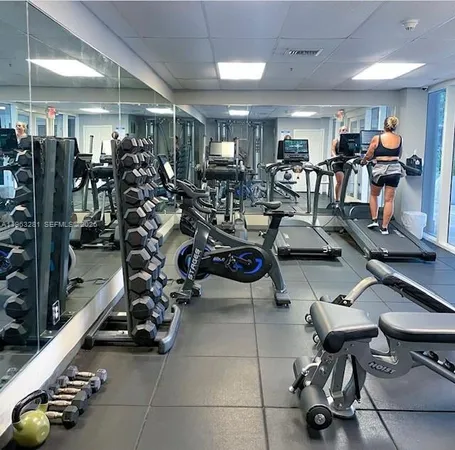 a room with gym equipment