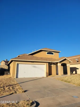 a front view of a house with a space