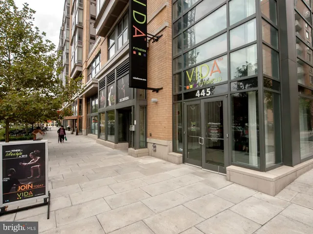 a view of a building with a street