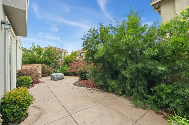 a view of a house with potted plants