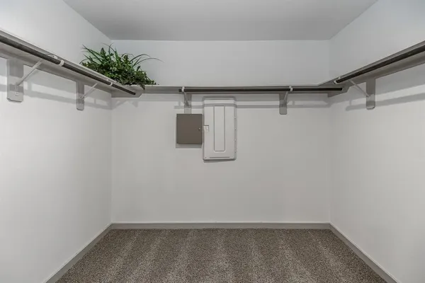 a view of a room with racks on the wall