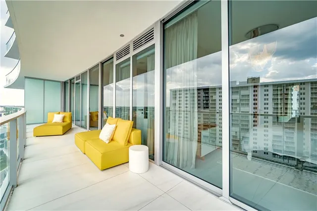 a view of city from a balcony