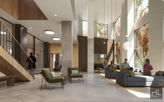 a living room with fireplace furniture and floor to ceiling windows