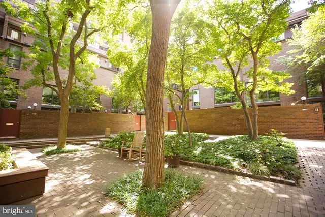 a view of a lake with a patio