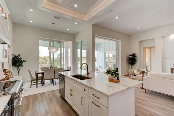 a large kitchen with lots of counter space