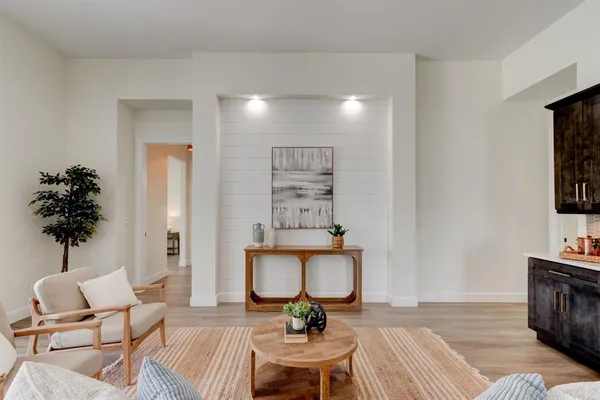 a living room with furniture