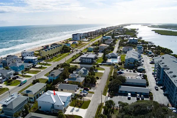 a view of a city and ocean view