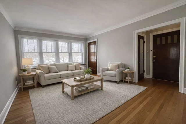 a living room with furniture and a couch