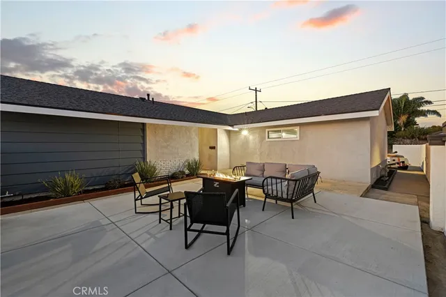 an outdoor view with patio