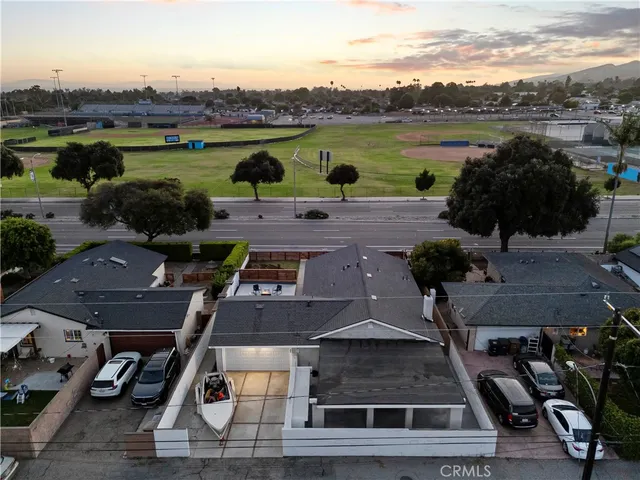 an aerial view of a highlighted house