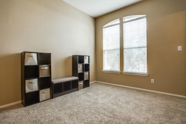 a view of livingroom with workspace