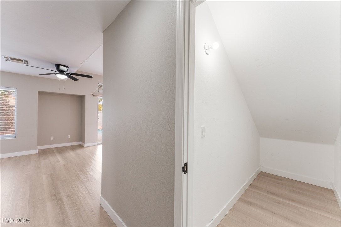 3695 Funston Way Las Vegas, NV 89129 - Photo 21 of 43 Bonus room featuring light wood-style floors, healthy amount of natural light, and a ceiling fan