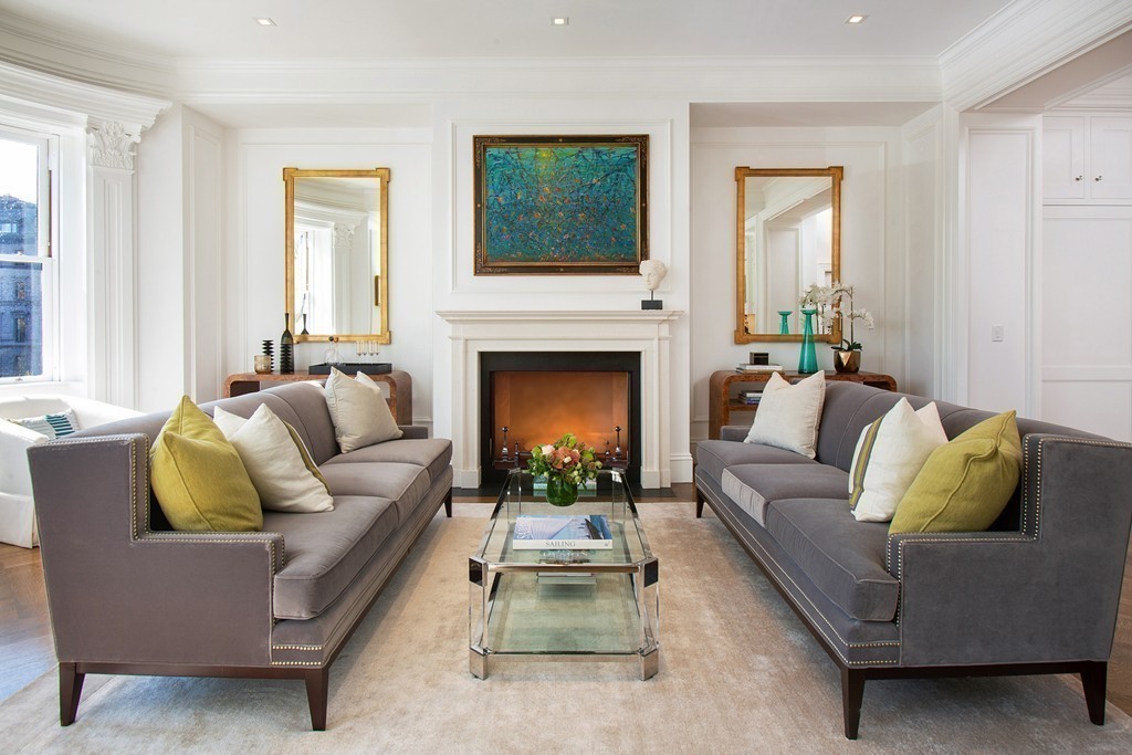 89 Beacon Street, Unit PH Boston, MA 02108 - Photo 3 of 22 a living room with furniture and a fireplace