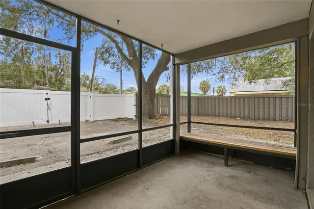 a view of a large window with sitting area