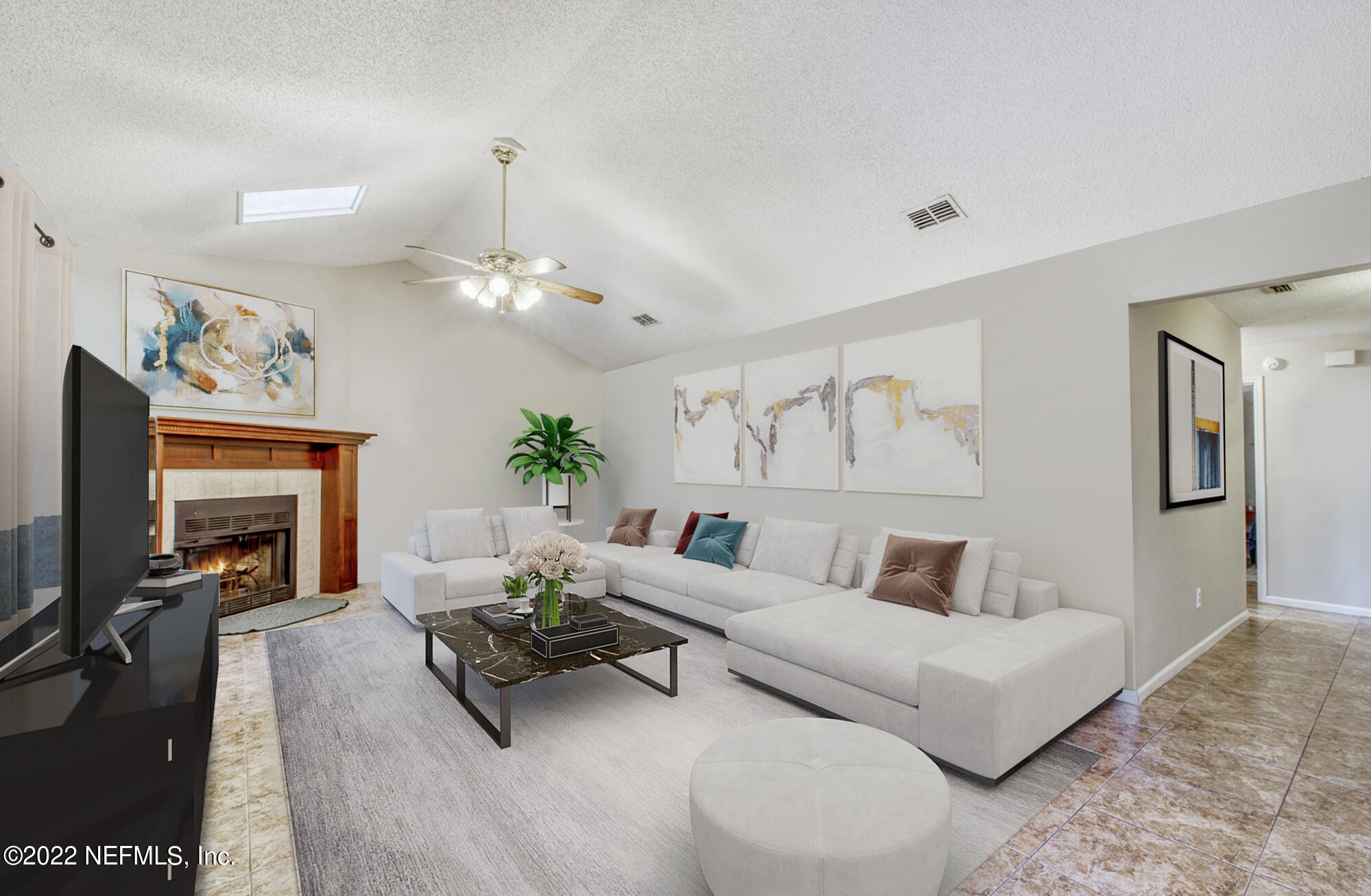 3801 Crown Point Road, Unit 3082 Jacksonville, FL 32257 - Photo 3 of 23 a living room with furniture and a fireplace