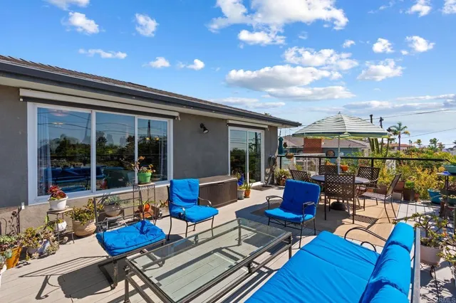 a view of an outdoor sitting space