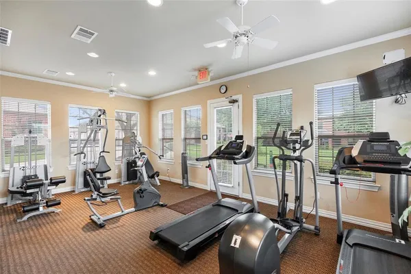 a view of a room with gym equipment