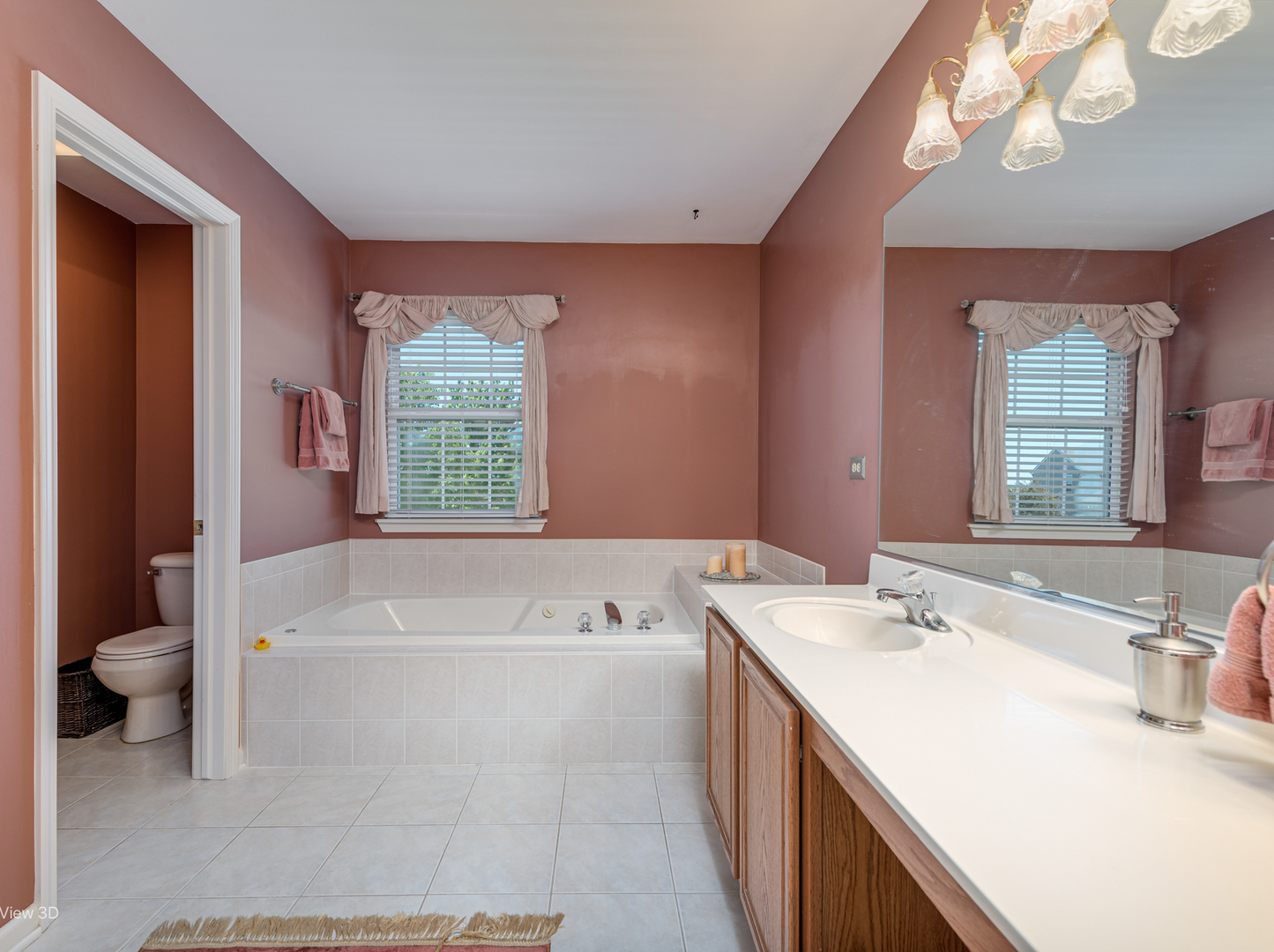 1606 Creekside Circle Minooka, IL 60447 - Photo 20 of 30 a bathroom with a tub a sink and a large mirror