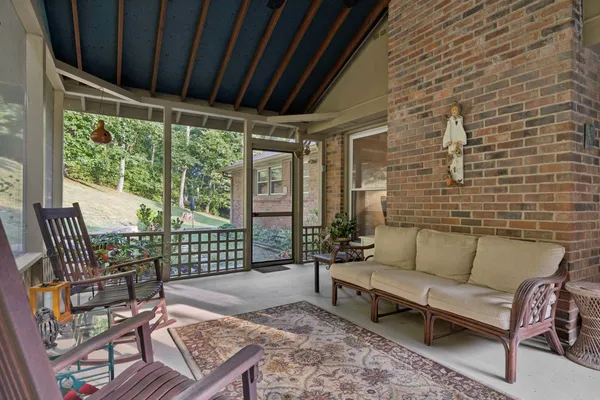 a outdoor living space with furniture and a potted plant