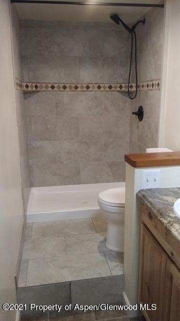 207 Ash Avenue Rifle, CO 81650 - Photo 18 of 21 a bathroom with a granite countertop sink a toilet and bathtub