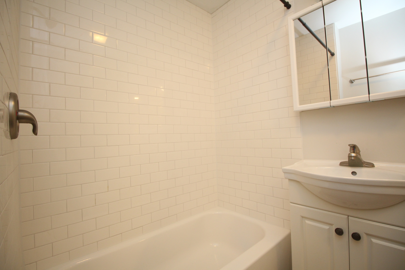 120 North Spring Street, Unit 1 Elgin, IL 60120 - Photo 11 of 12 a bathroom with a sink a toilet and mirror