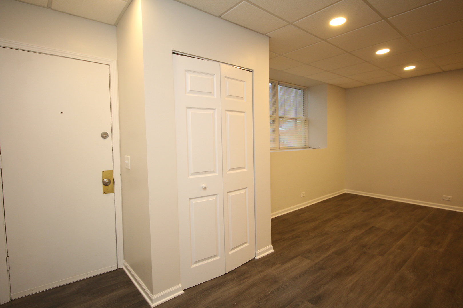 120 North Spring Street, Unit 1 Elgin, IL 60120 - Photo 6 of 12 an empty room with wooden floor and entrance