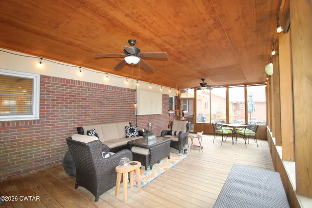 a outdoor space with lots of tables and chairs