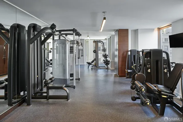 a view of a room with gym equipment