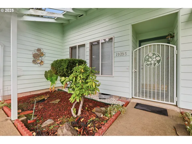 a potted plant sitting in front of a house