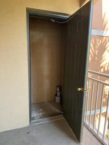 a view of wooden door