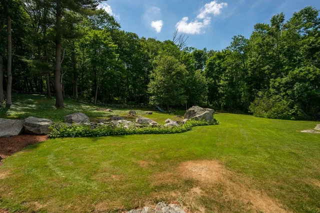 a view of a golf course with a garden