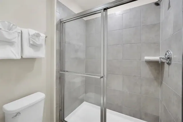 a building with glass door