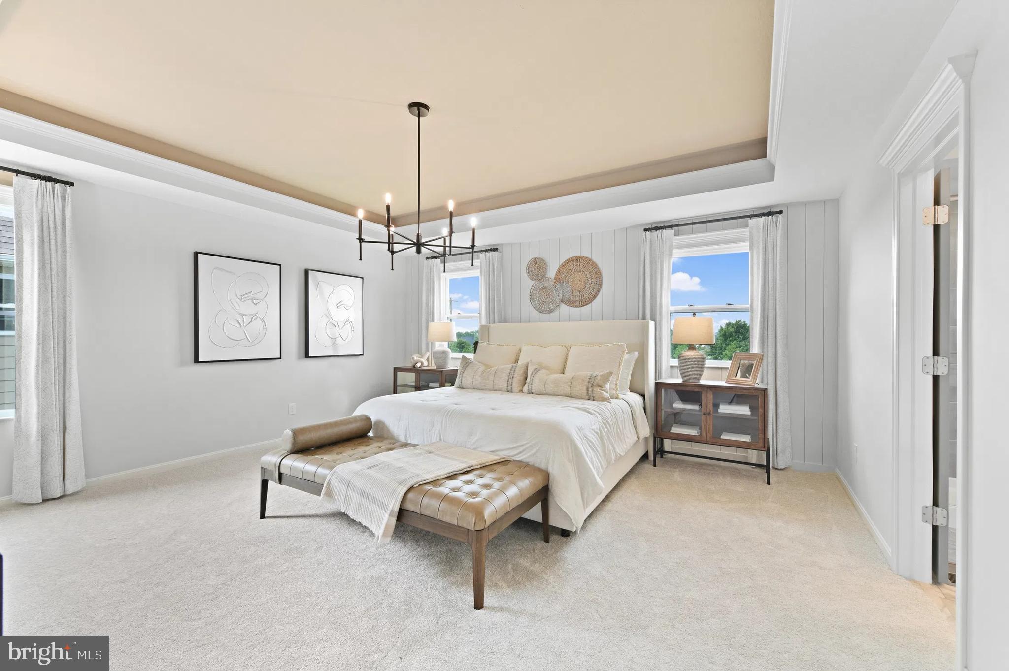 3 Bowens Run Road Bealeton, VA 22712 - Photo 9 of 14 a spacious bedroom with a bed and a chandelier