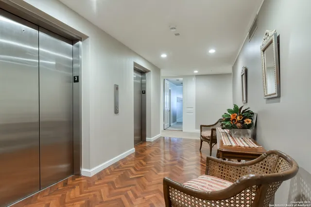 a dining room with furniture