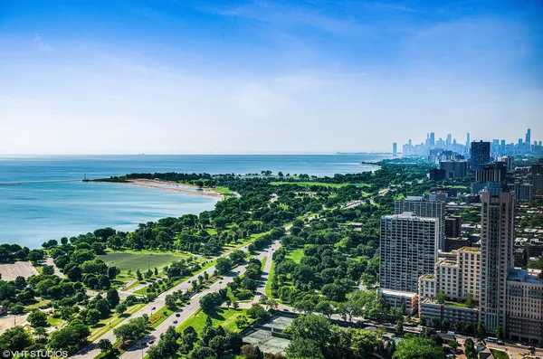 an aerial view of a city