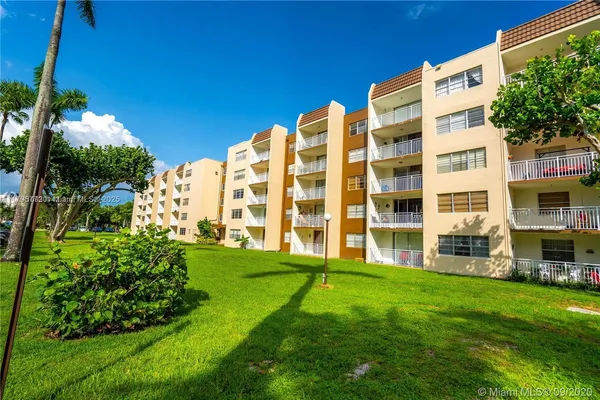 a view of a park with slide