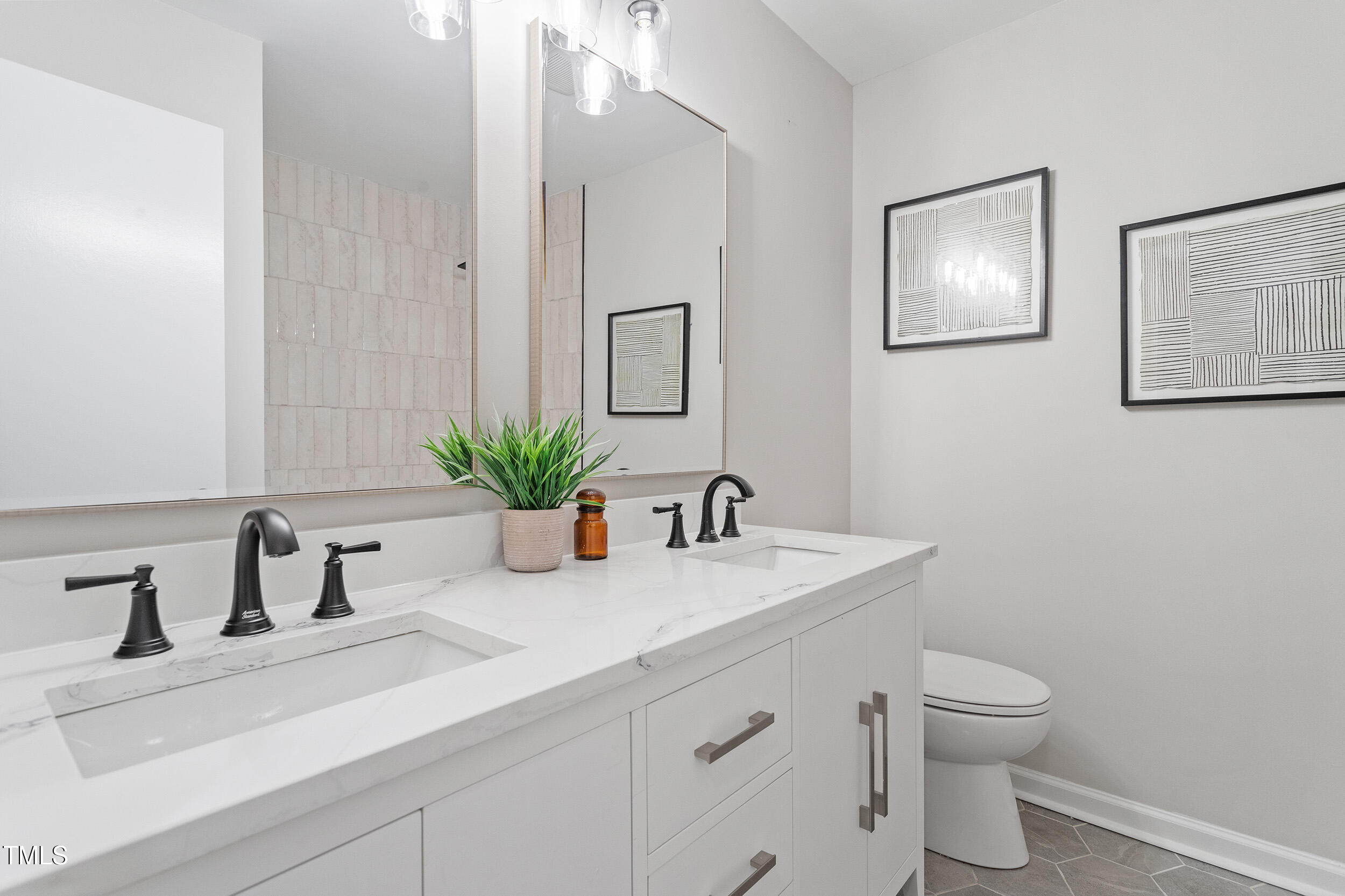 1514 Goodwin Road Durham, NC 27712 - Photo 22 of 33 a bathroom with a toilet a sink and mirror