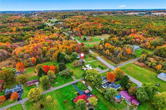 an aerial view of a house