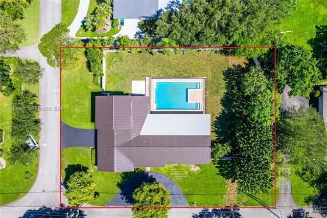 an aerial view of a house