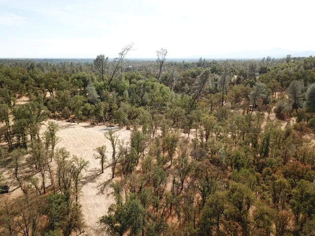 a view of a mountain in the distance in a field