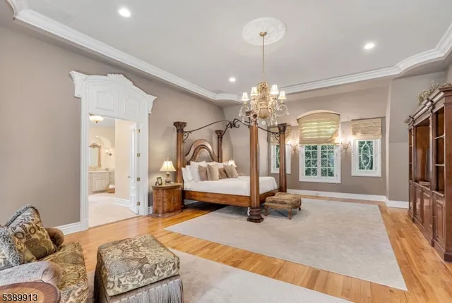 a living room with furniture a chandelier and a chandelier