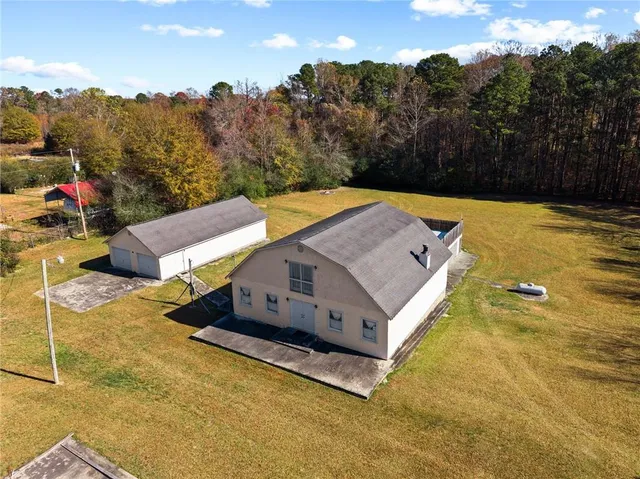 a view of a swimming pool with a mountain