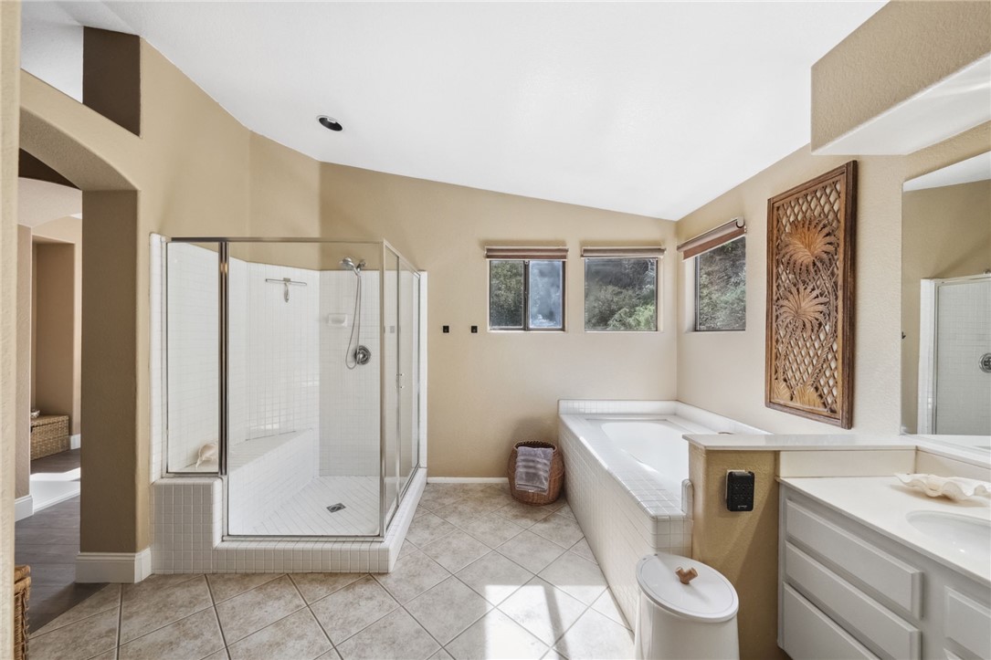 3270 Star Canyon Circle Corona, CA 92882 - Photo 35 of 55 a bathroom with a sink a toilet a mirror and a shower