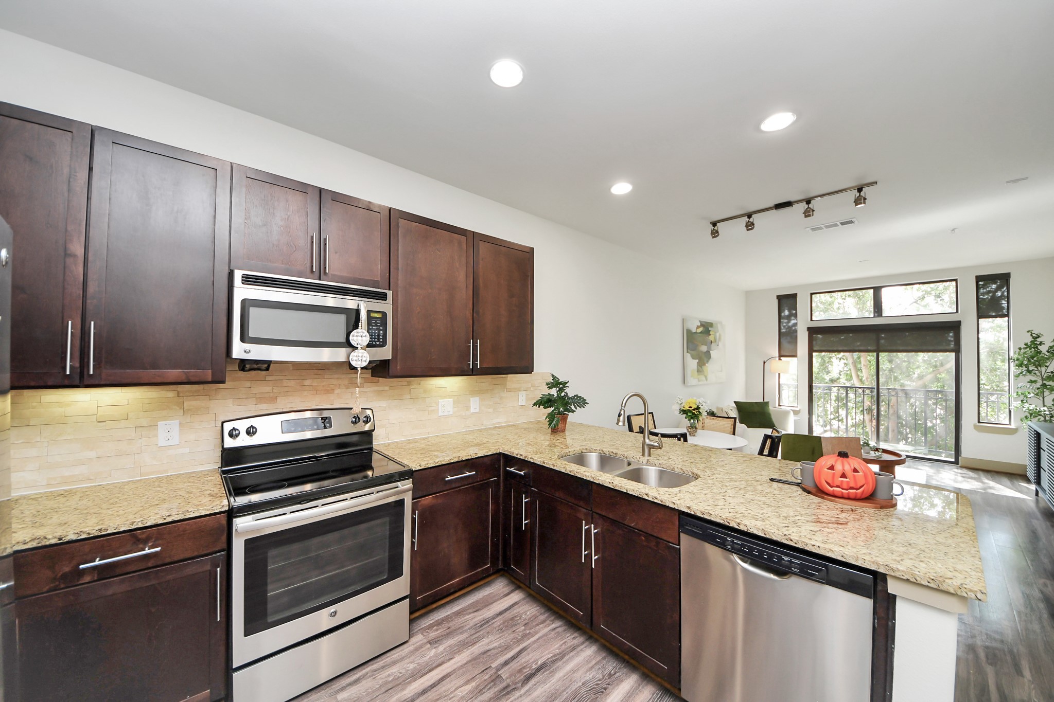 3800 Main Street, Unit 1 226 Houston, TX 77002 - Photo 22 of 50 a kitchen with sink a stove and cabinets