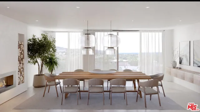 a table and chairs in a room