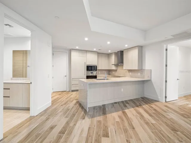 a large kitchen with a lot of counter space