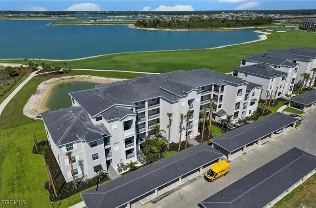 an aerial view of a house with a garden
